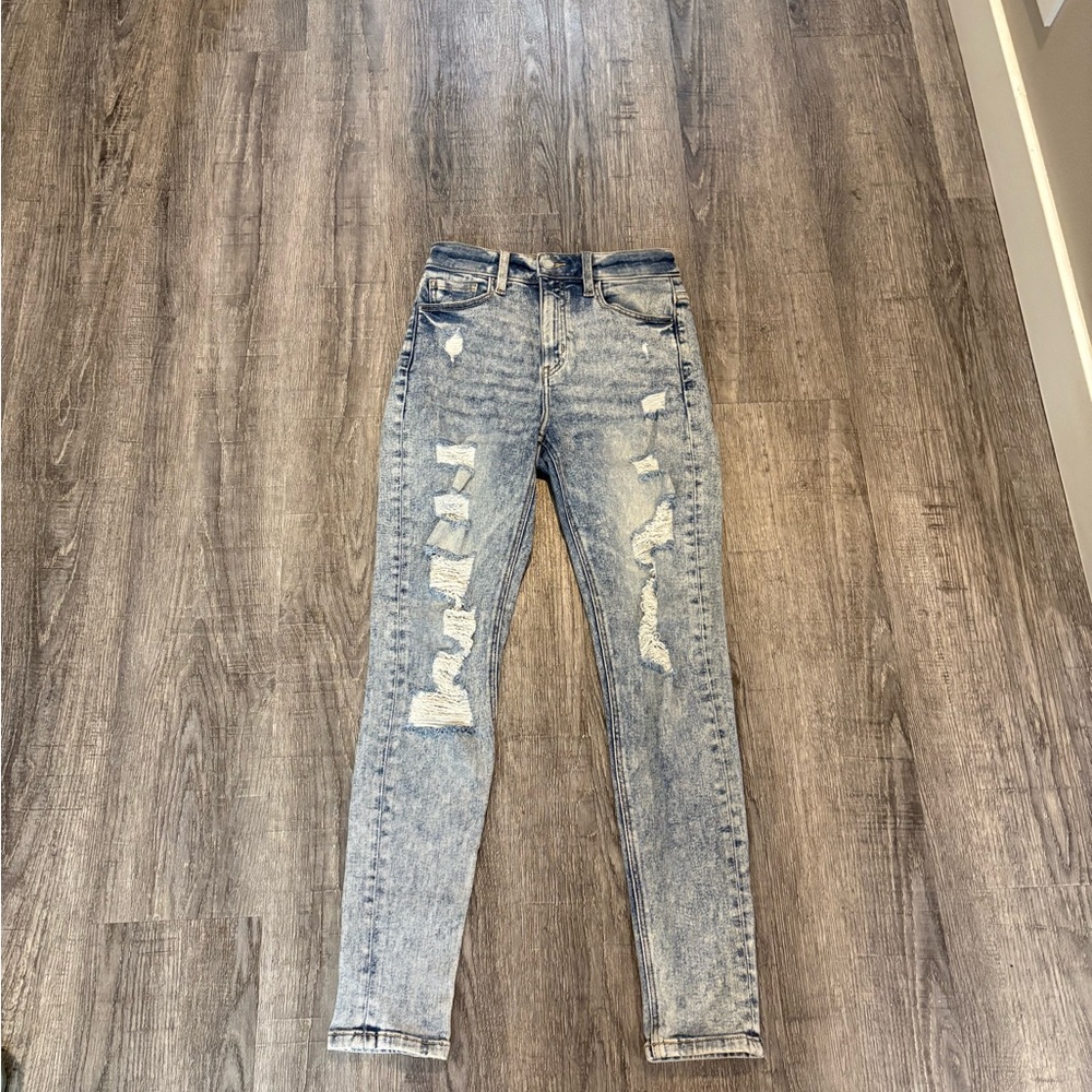 KanCan Light Blue Distressed Ultra High Rise Skinny Jeans